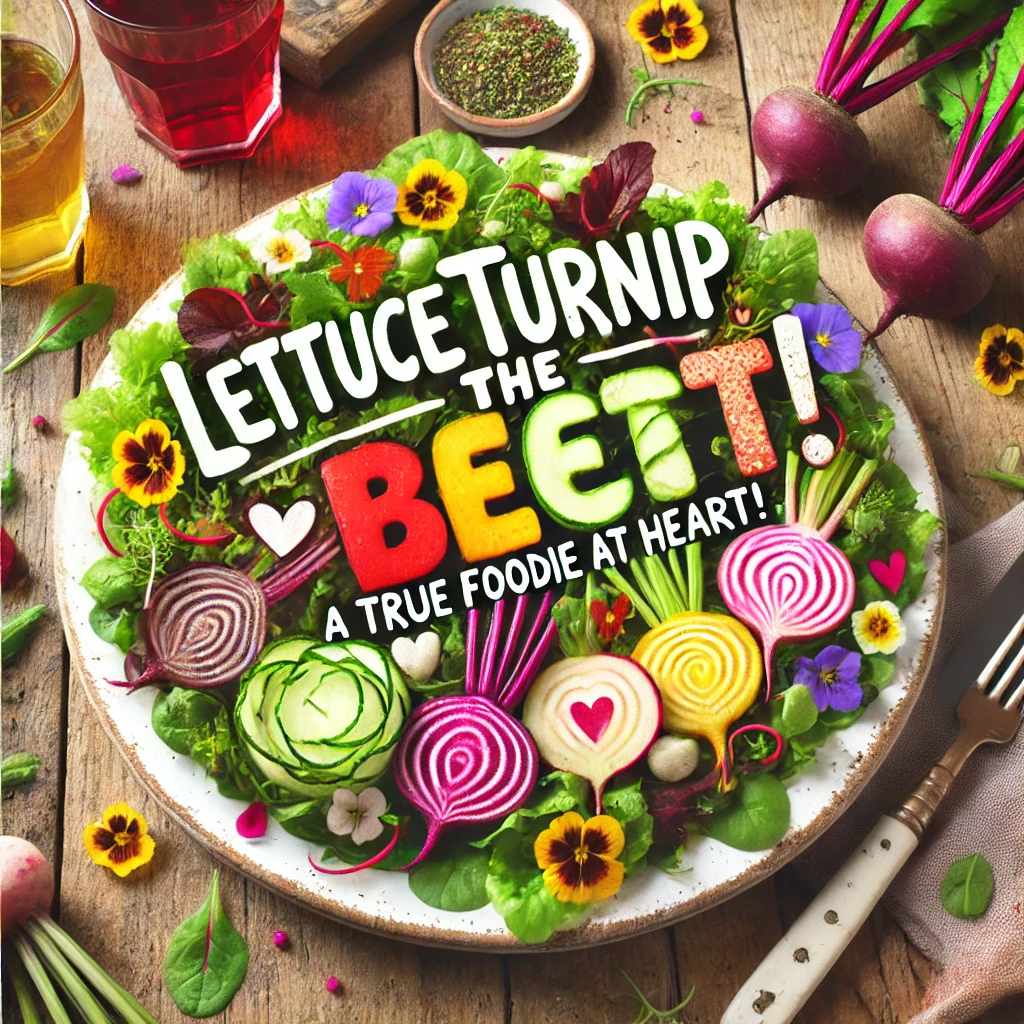Lettuce turnip the beet A true foodie at heart Foodie Puns
