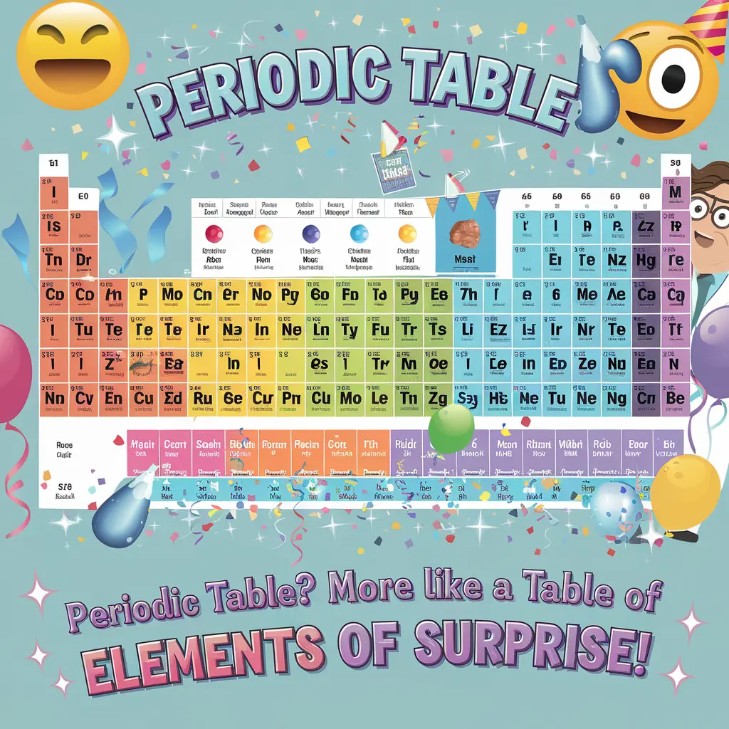 Periodic table More like a table of elements of surprise Periodic table Puns