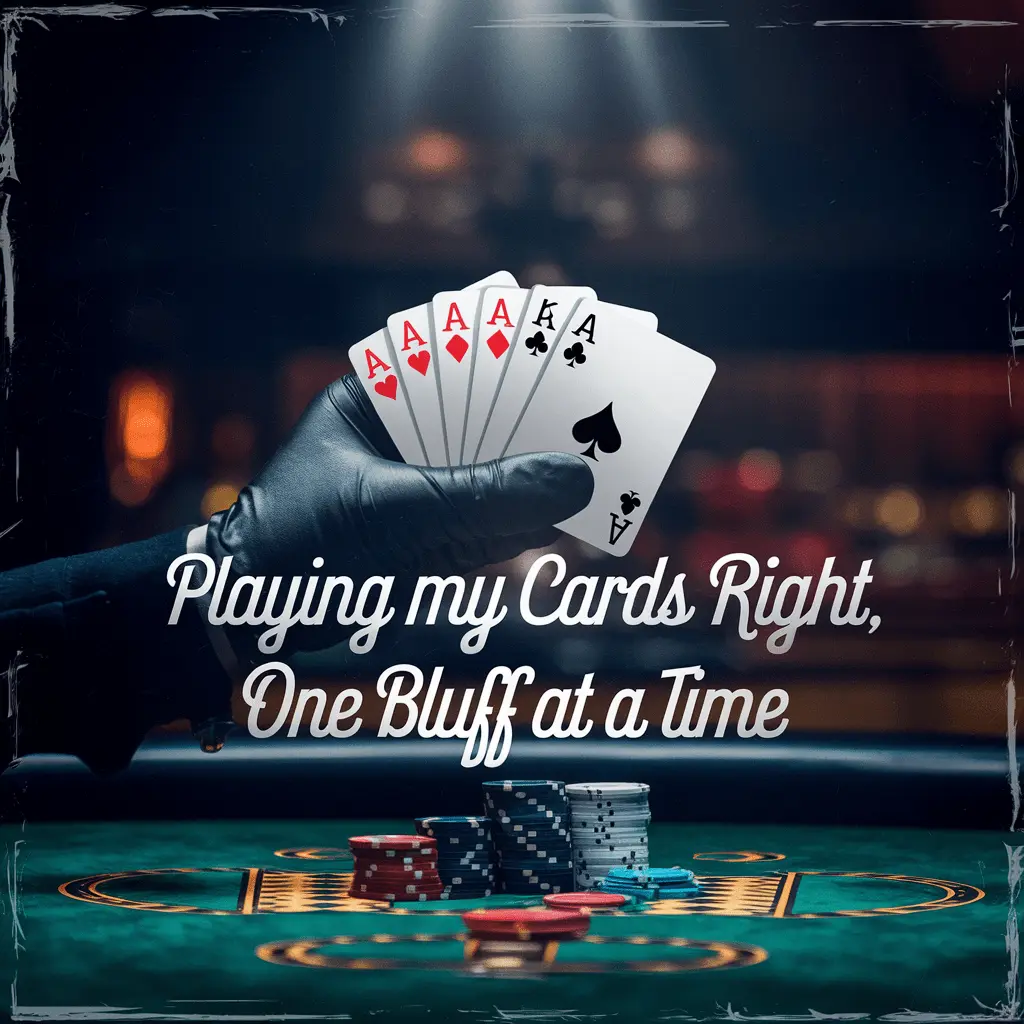 Playing my cards right one bluff at a time. Gambling Puns