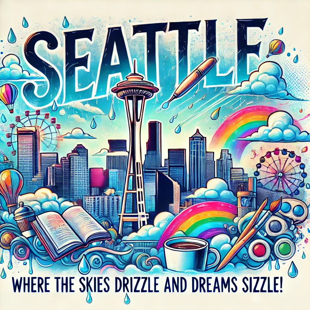 Seattle Where the skies drizzle and dreams sizzle Seattle Puns