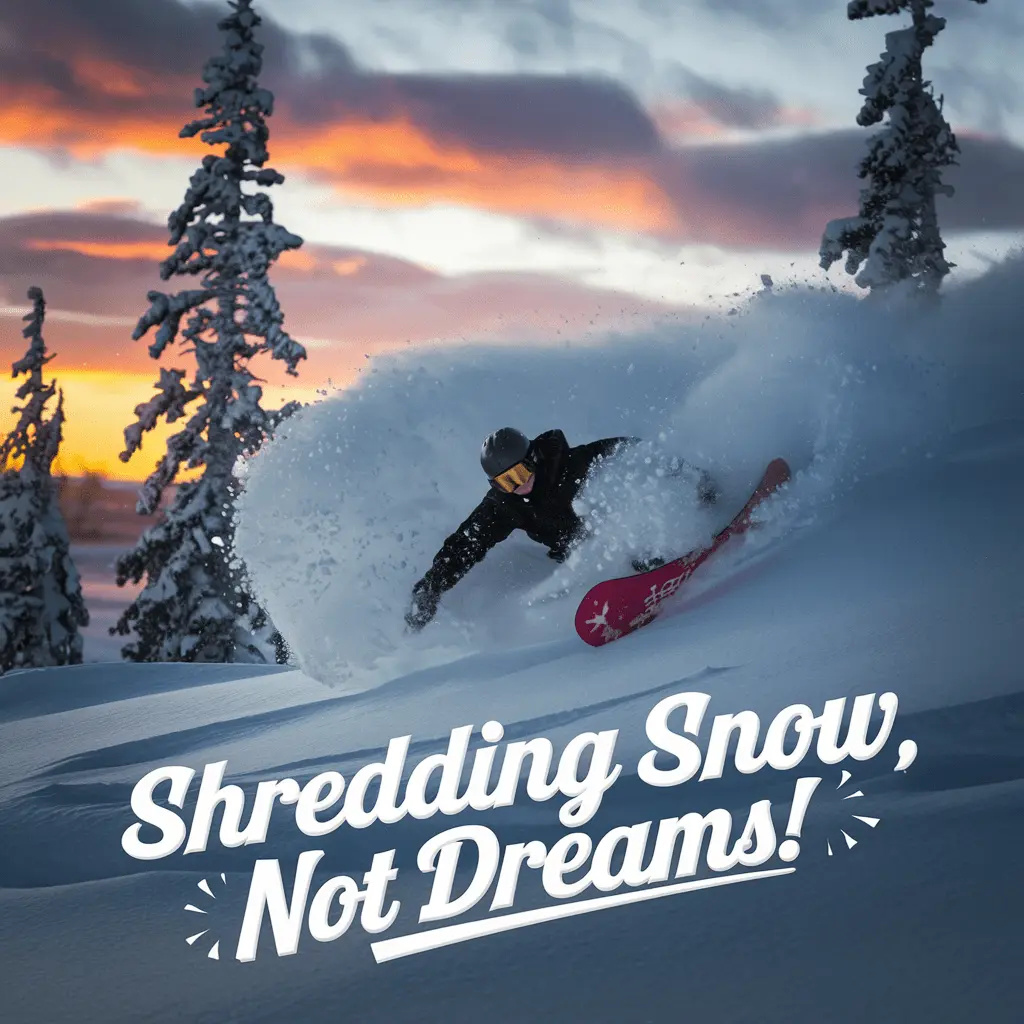 Shredding snow not dreams Snowboarding Puns