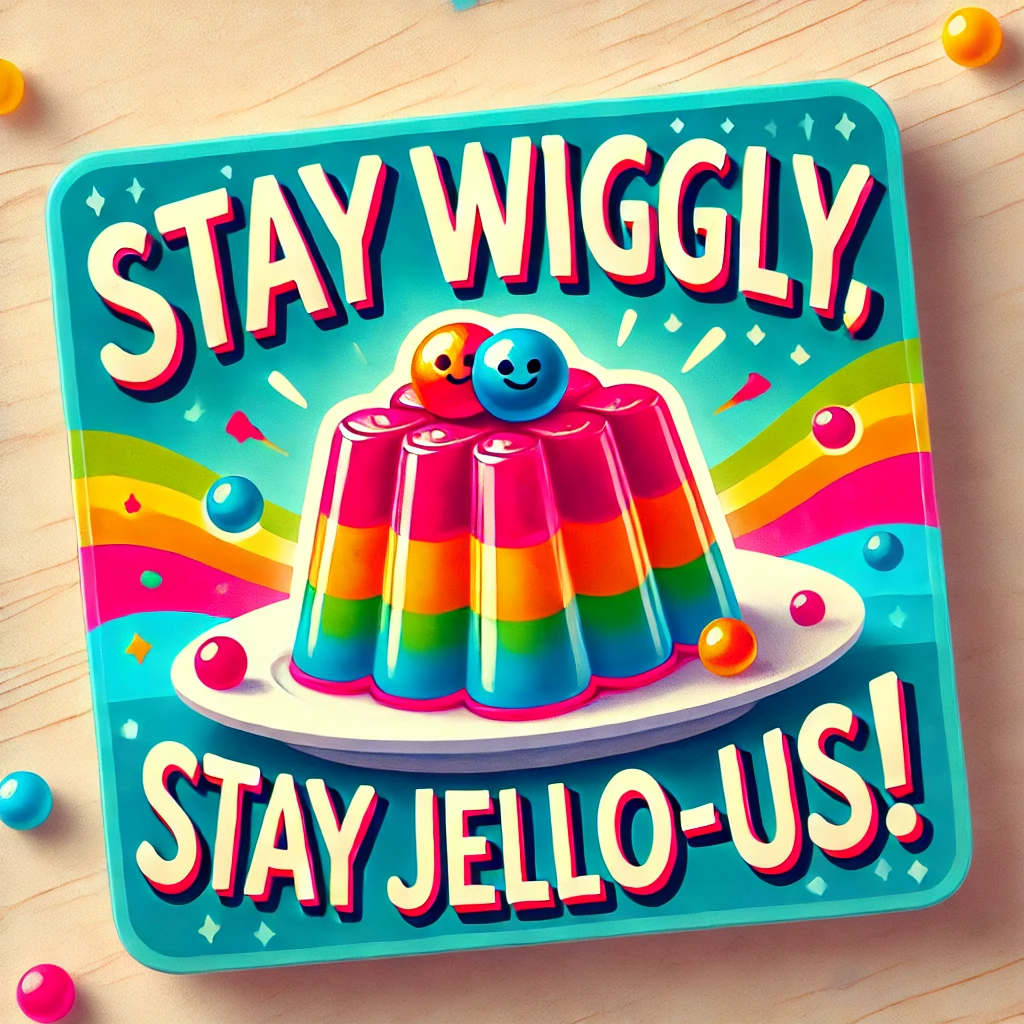 Stay wiggly stay jello us Jello Puns