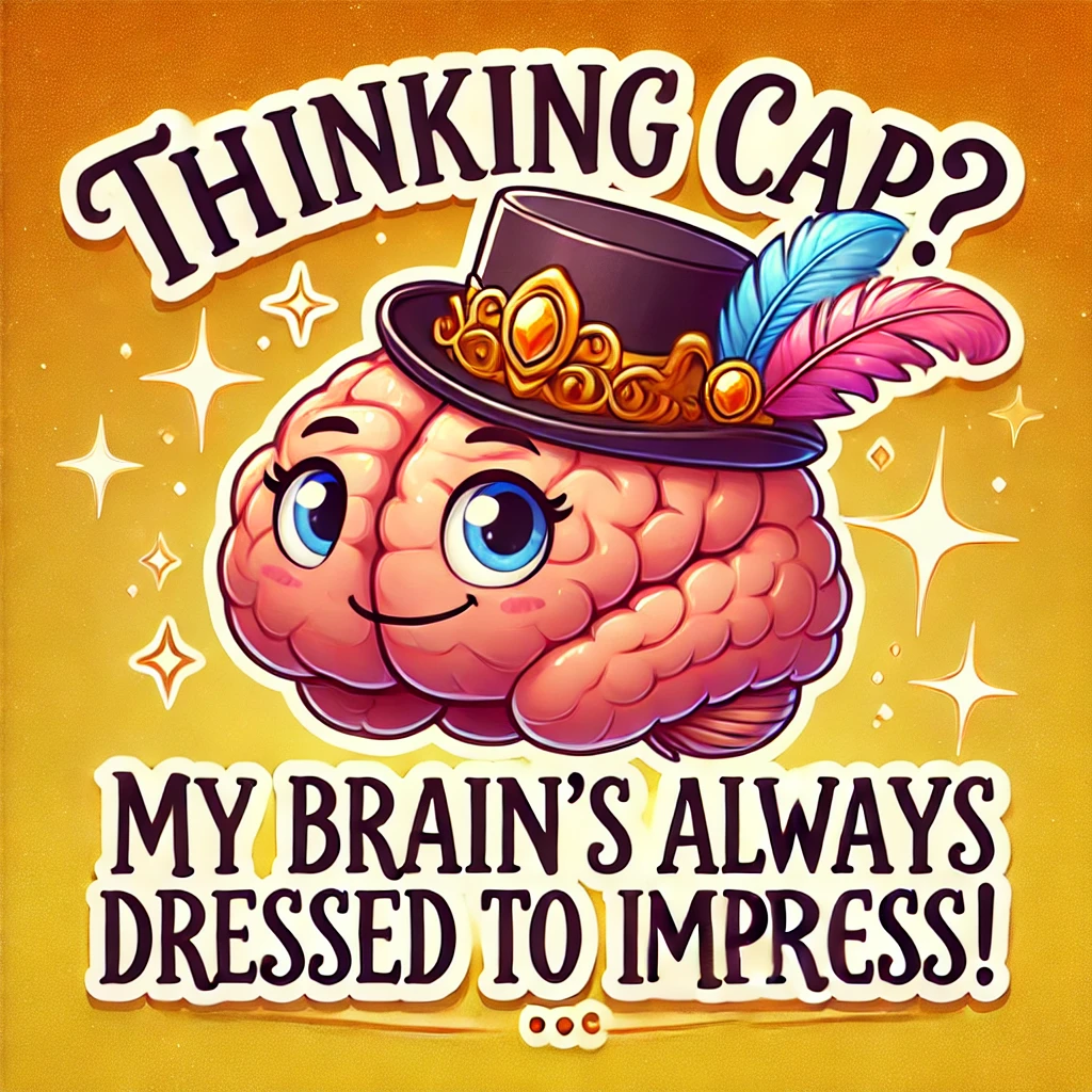 Thinking cap My brains always dressed to impress Brain Puns