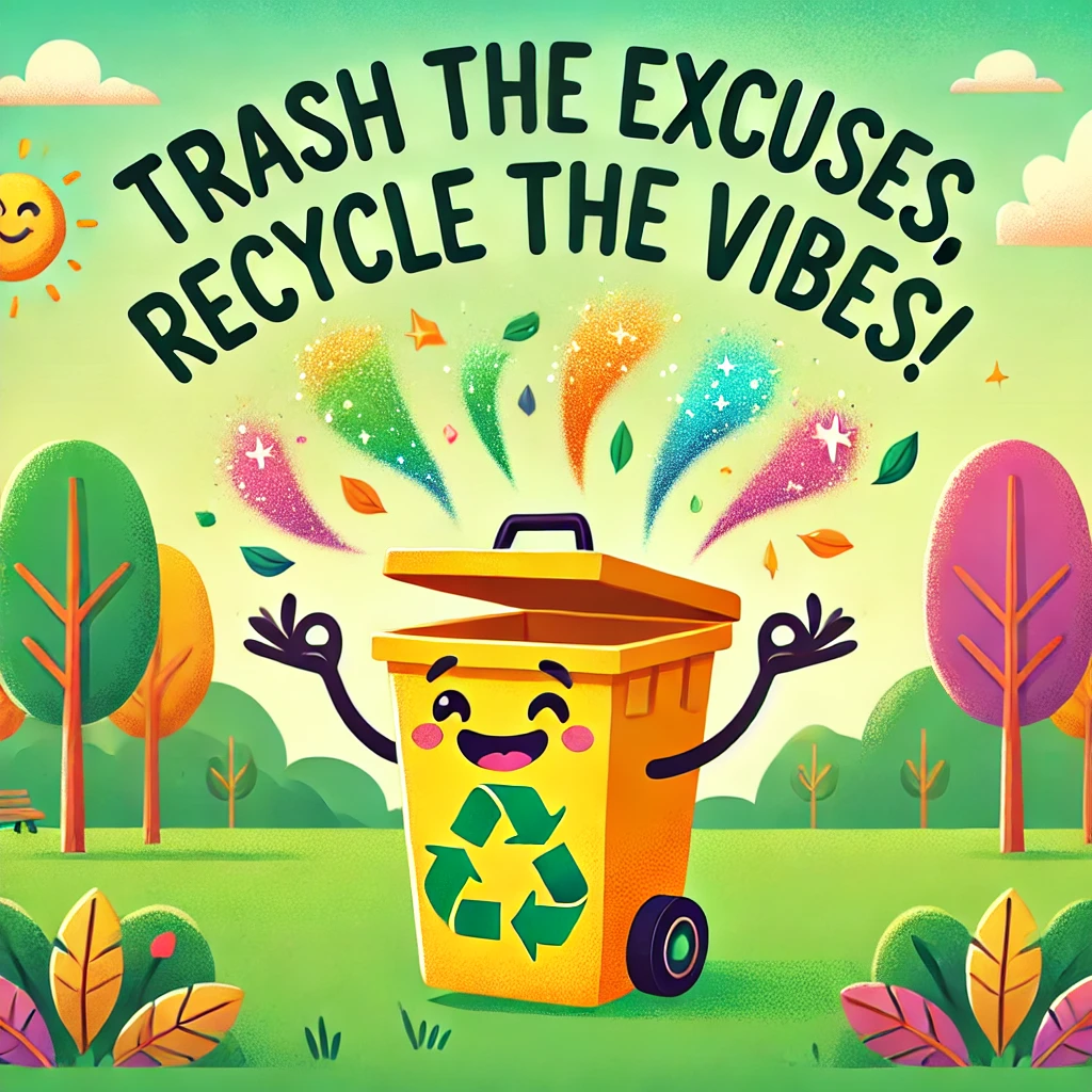 Trash the excuses recycle the vibes Recycling Puns