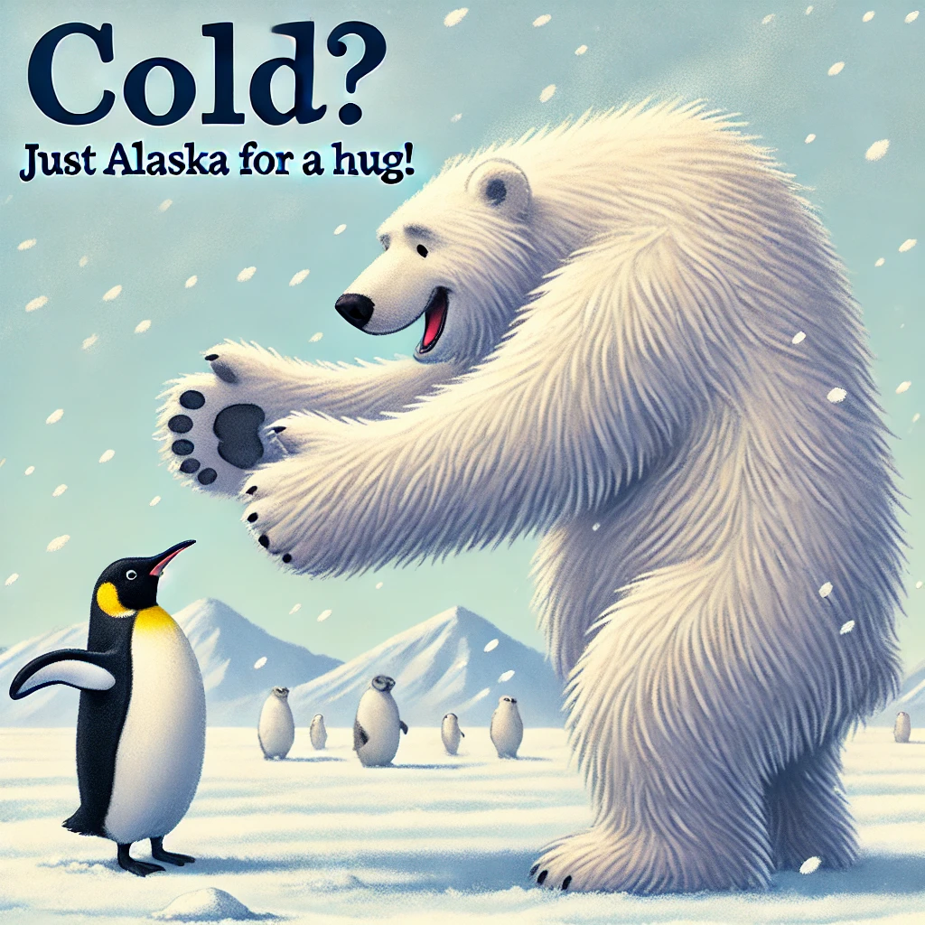 Cold Just Alaska for a hug Alaska Puns