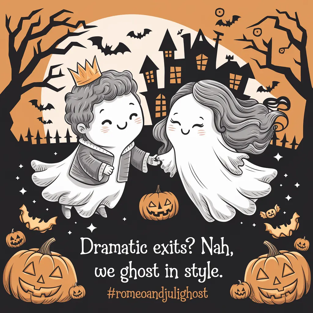 Dramatic exits Nah we ghost in style. Romeo Juliet Puns