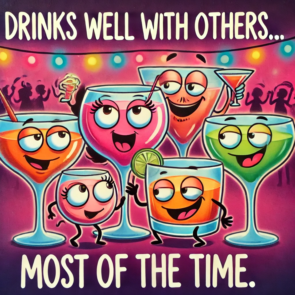 Drinks well with others… most of the time. Drink Puns