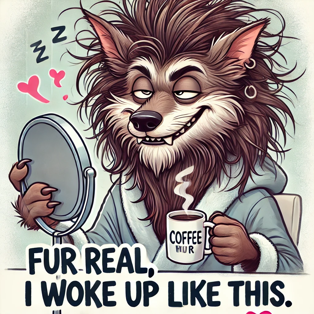 Fur real I woke up like this. Werewolf Puns