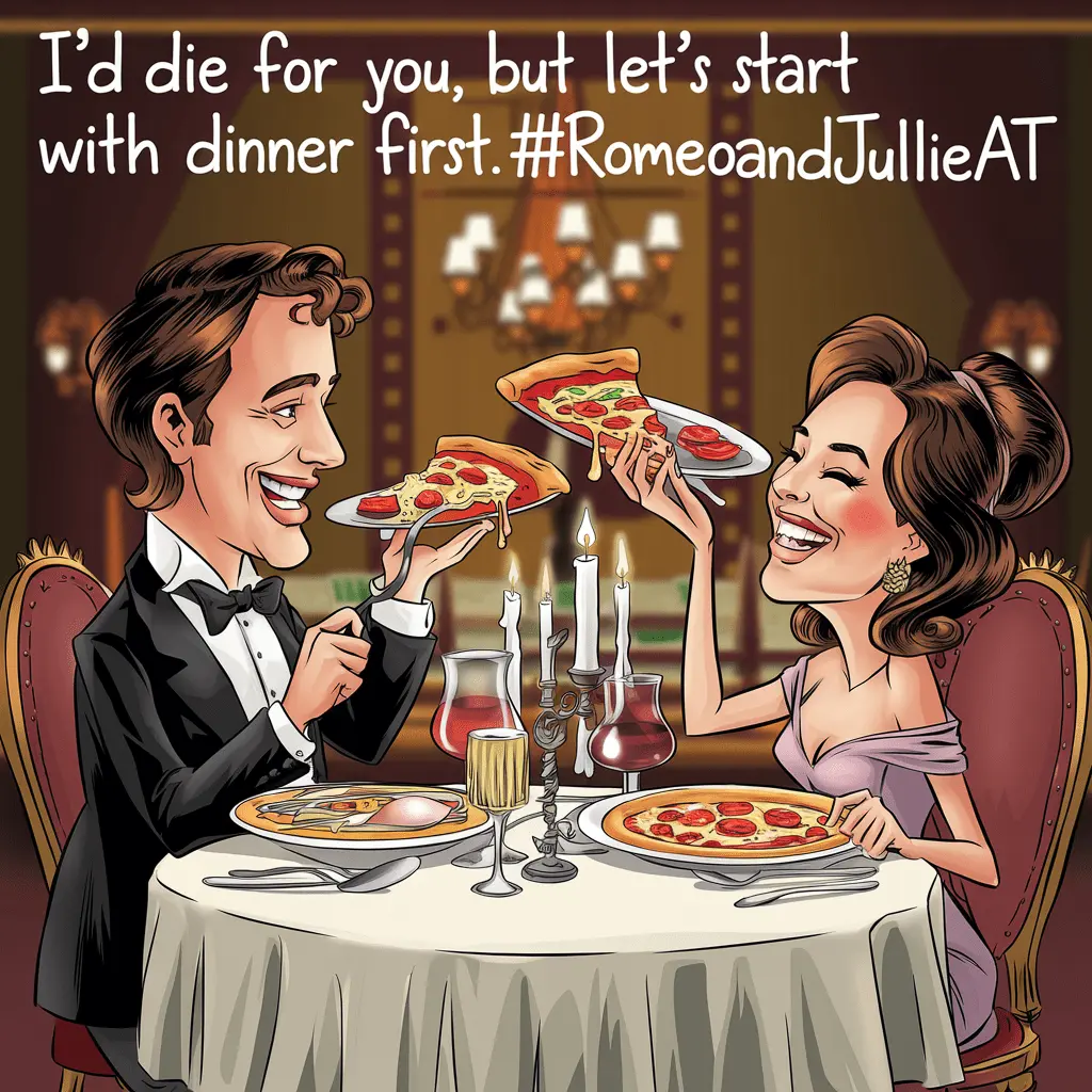 Id die for you but lets start with dinner first. Romeo Juliet Puns