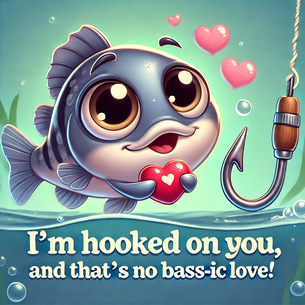 Im hooked on you and thats no bass ic love Fish Name Puns
