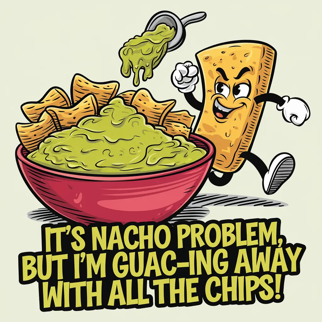 Its nacho problem but Im guac ing away with all the chips Guacamole puns