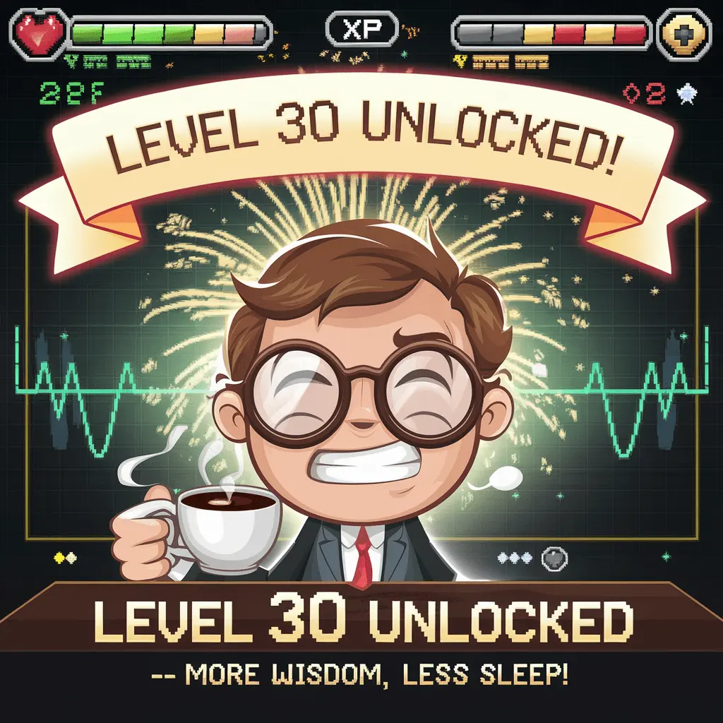 Level 30 Unlocked – More Wisdom Less Sleep 30th Birthday Puns