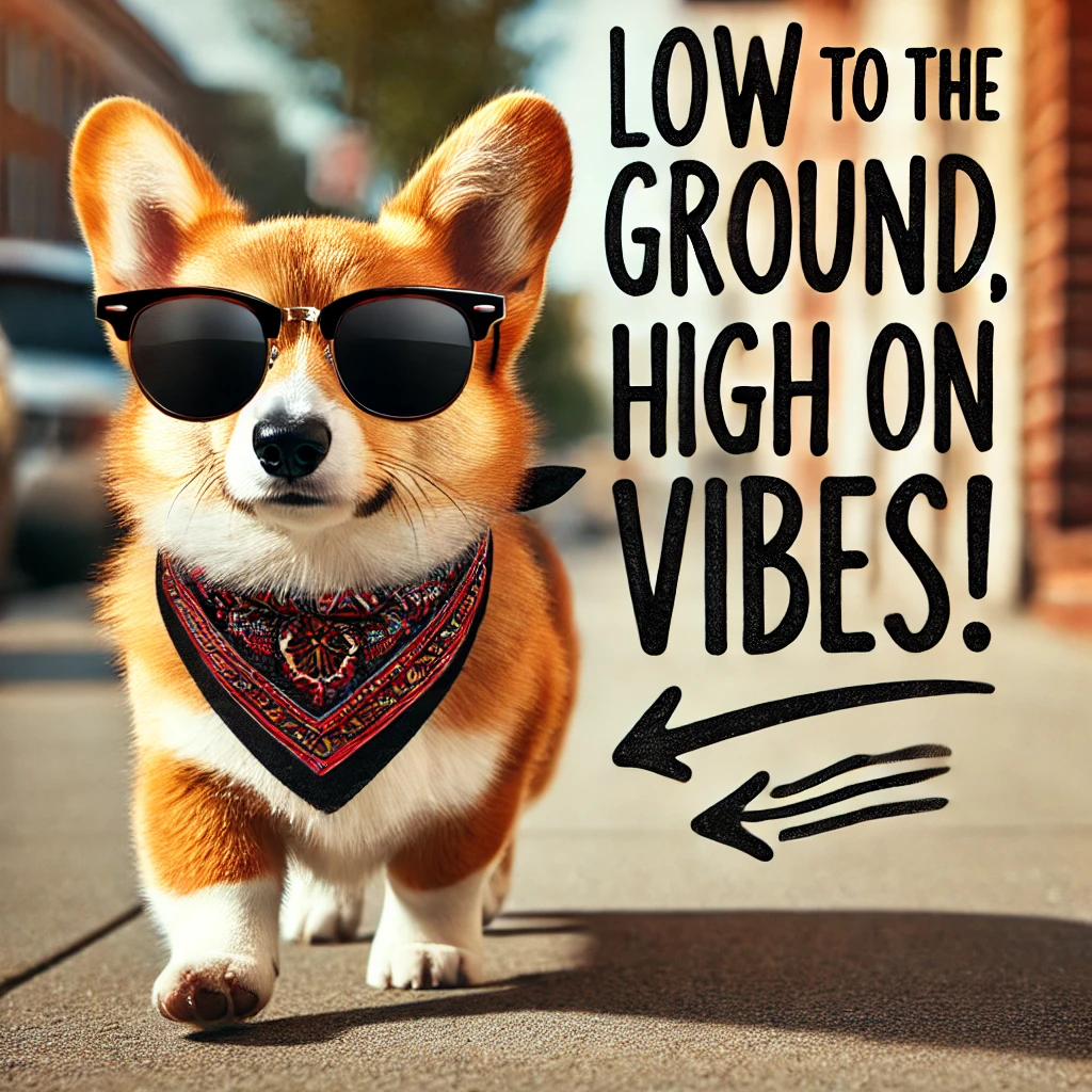 Low to the ground high on vibes Corgi puns