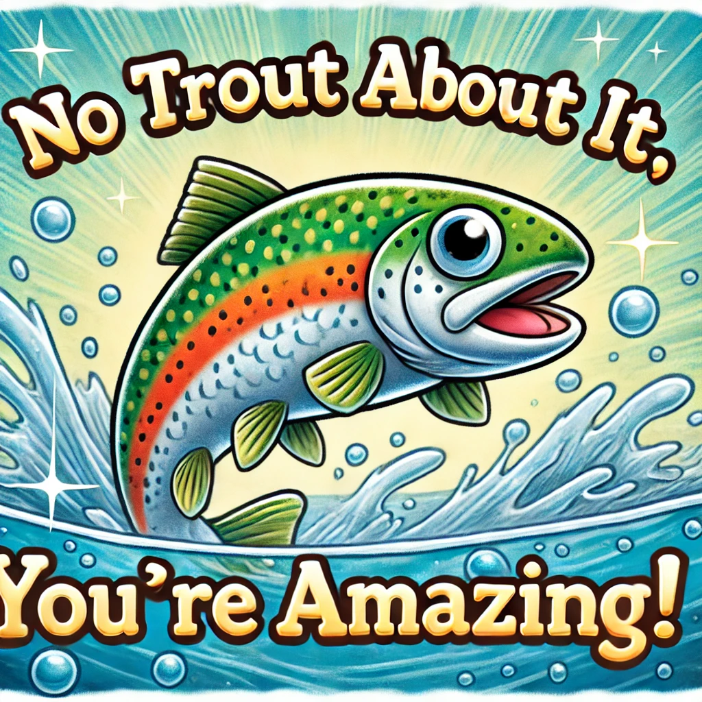 No trout about it youre amazing Fish Name Puns