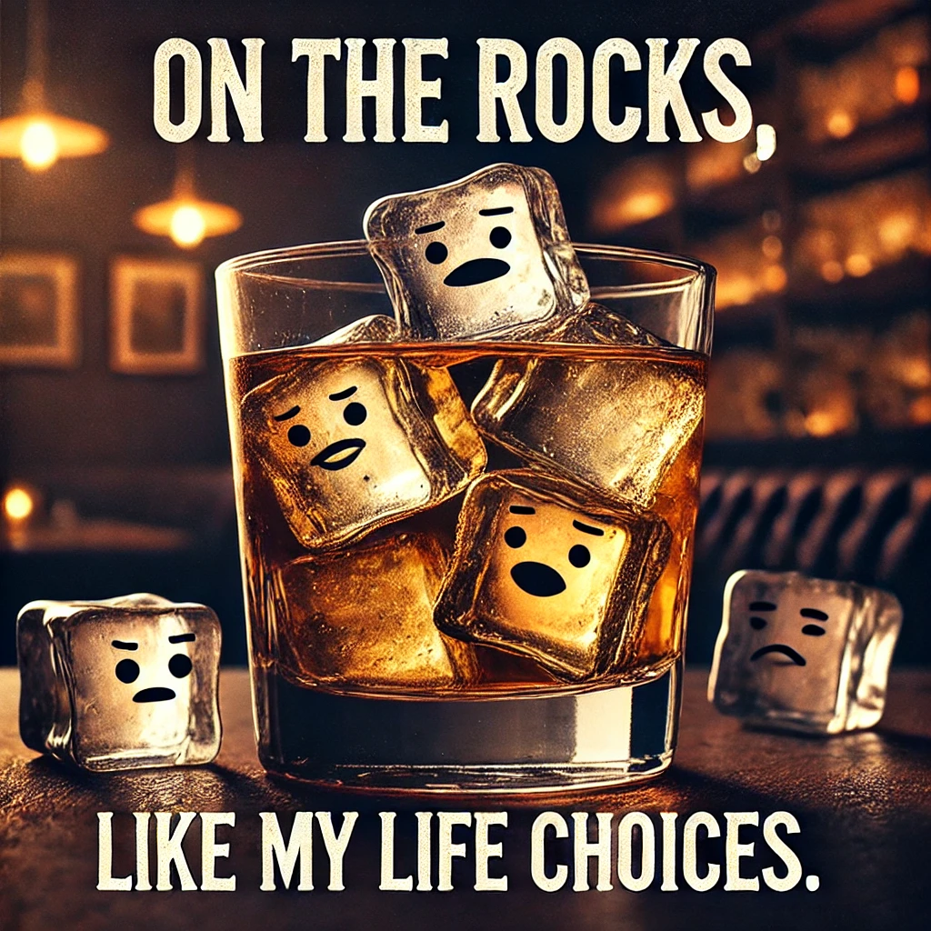 On the rocks like my life choices. Drink Puns