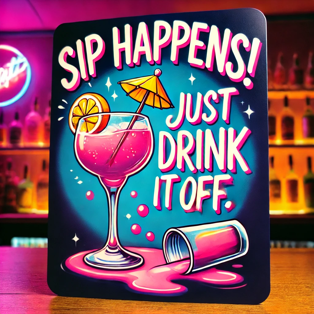 Sip happens Just drink it off. Drink Puns