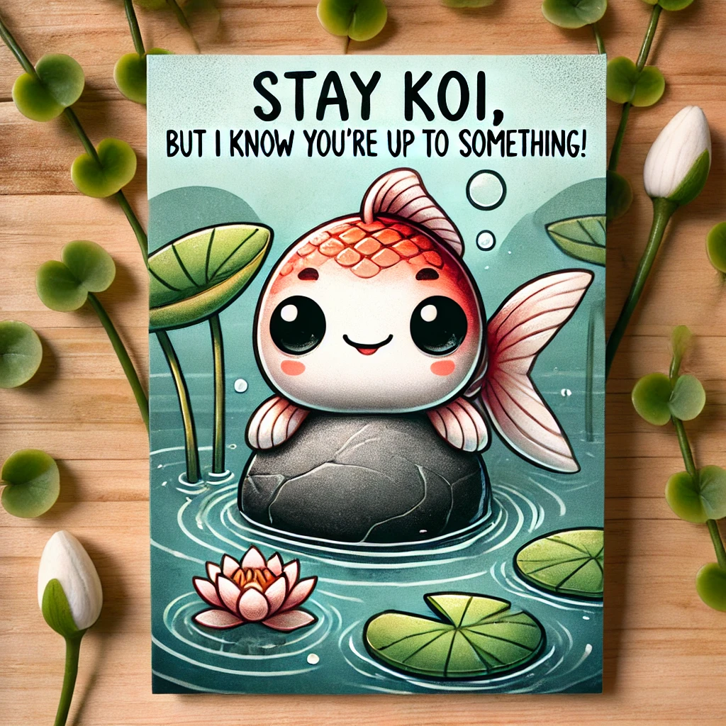 Stay koi but I know youre up to something Fish Name Puns