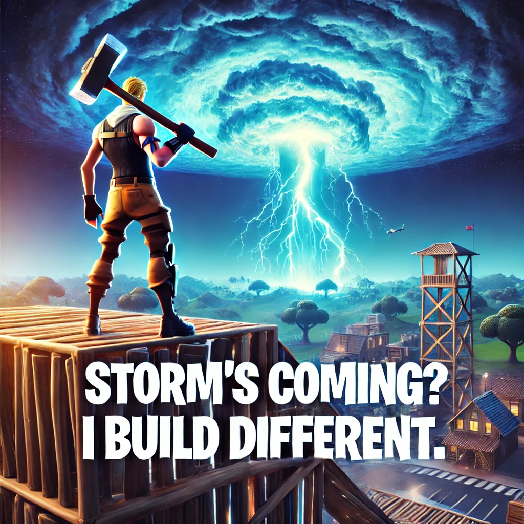 Storms coming I build different. Fortnite Puns