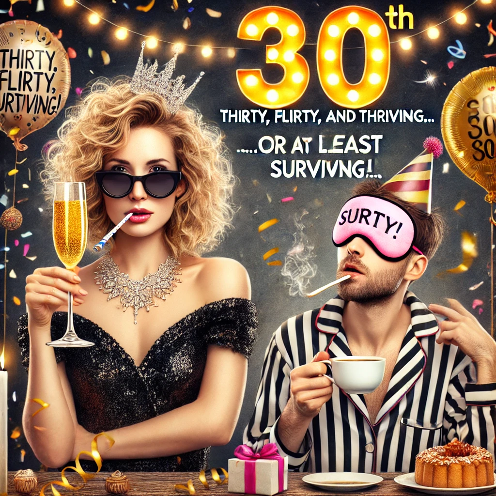 Thirty Flirty and Thriving… or at least Surviving 30th Birthday Puns
