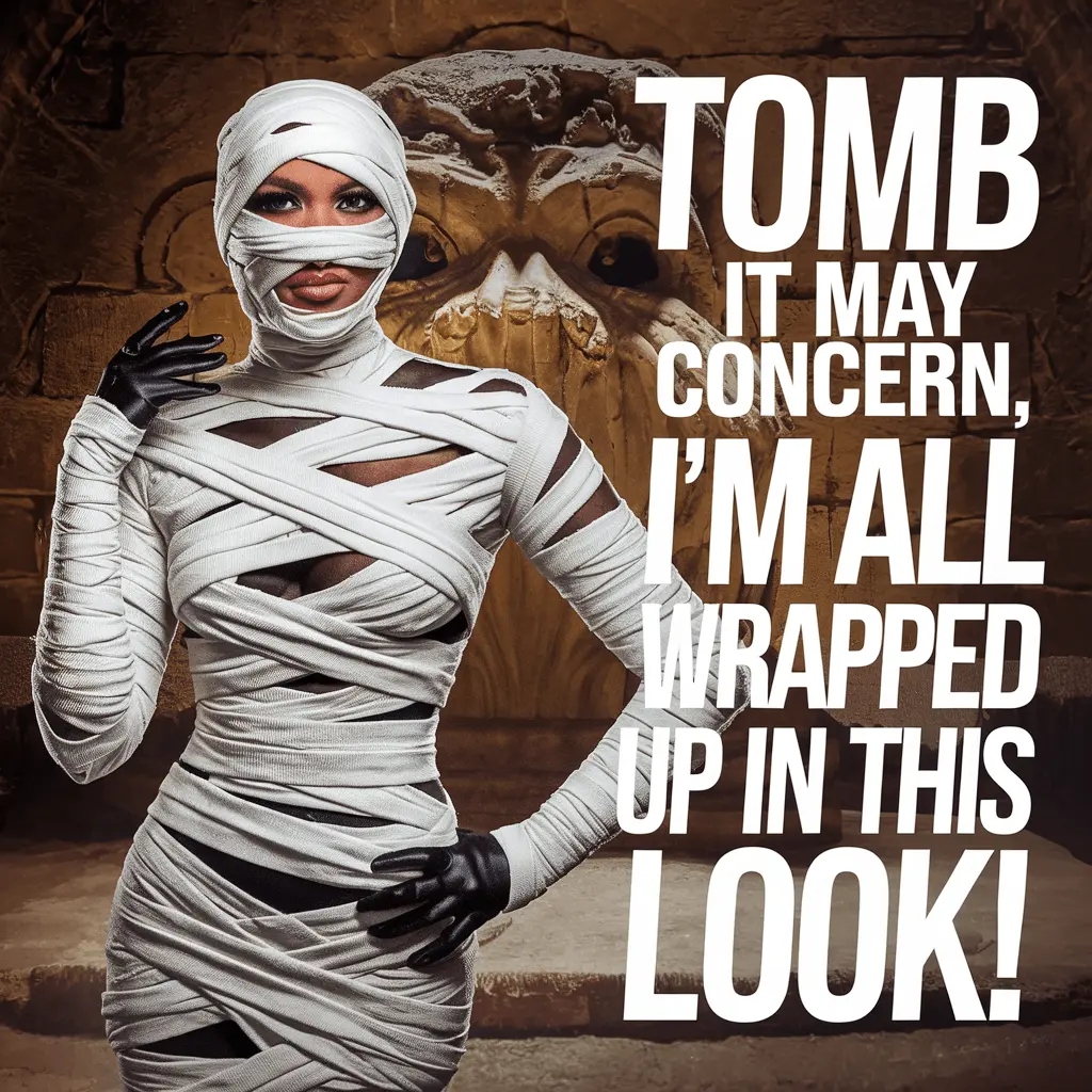 Tomb it may concern Im all wrapped up in this look Mummy Puns