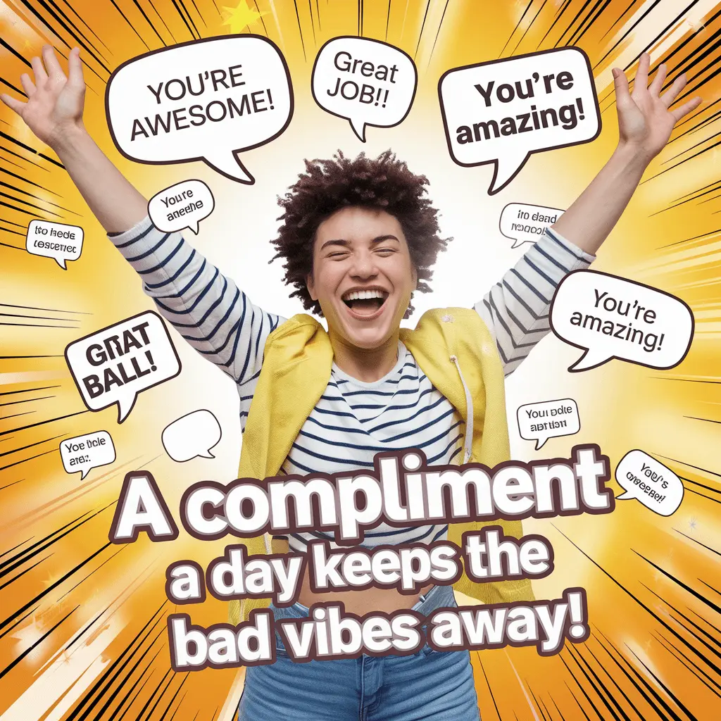 A compliment a day keeps the bad vibes away Compliment Puns
