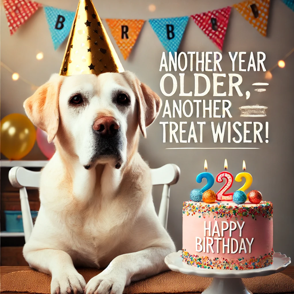 Another year older another treat wiser Dog Birthday Puns