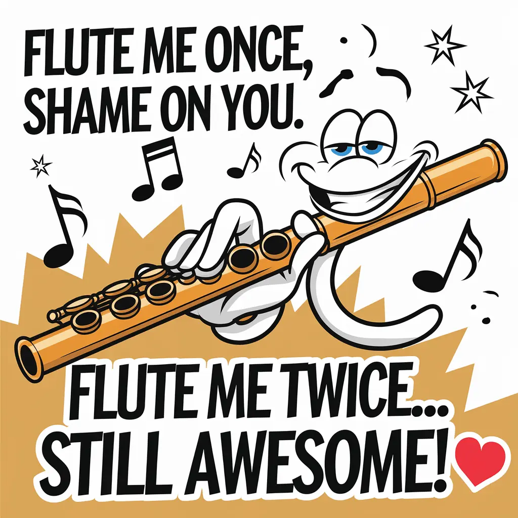 Flute me once shame on you. Flute me twice… still awesome Flute Puns