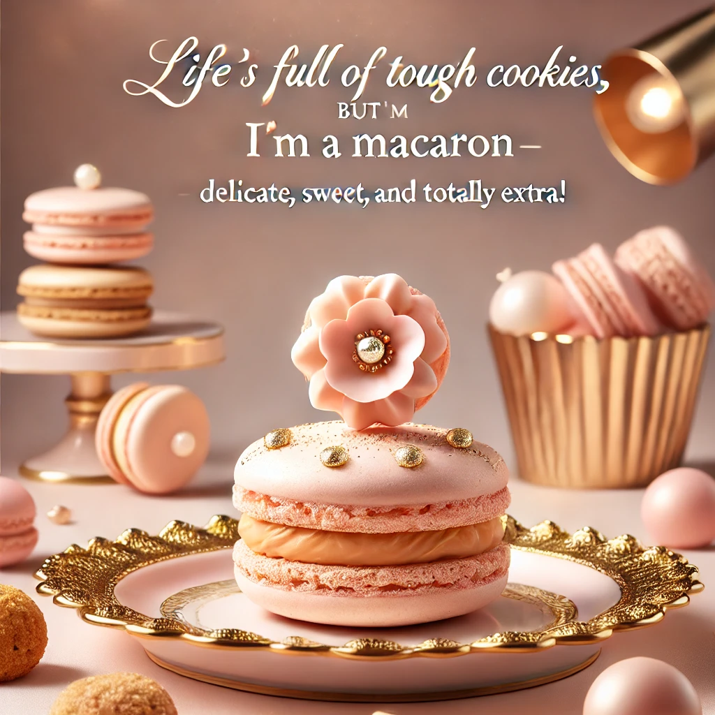 Lifes full of tough cookies but Im a macaron – delicate sweet and totally extra Macaron Puns