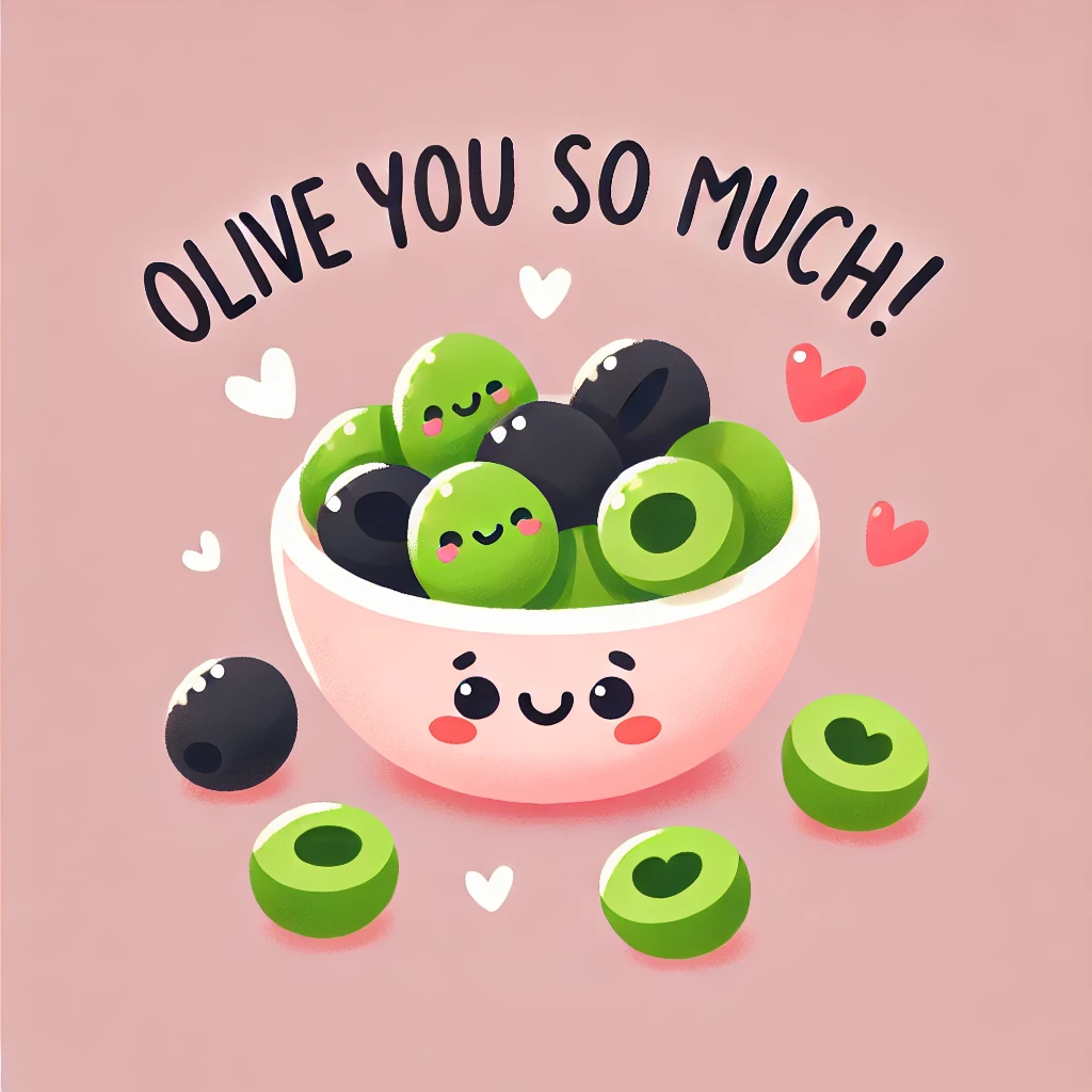 Olive you so much Valentines food Puns