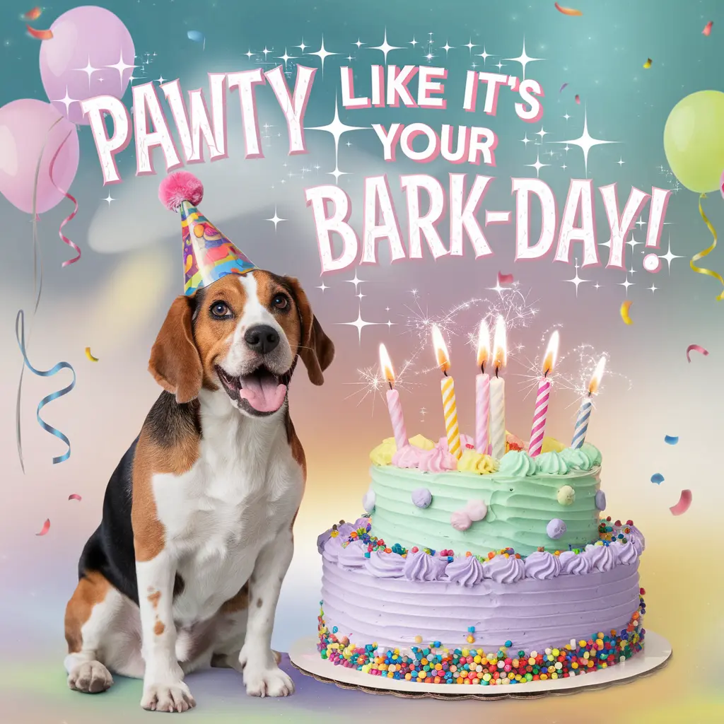 Pawty like its your bark day Dog Birthday Puns