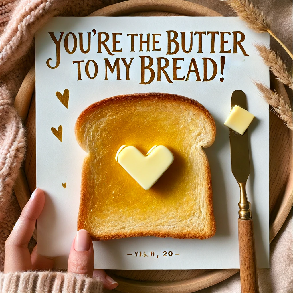Youre the butter to my bread Valentines food Puns