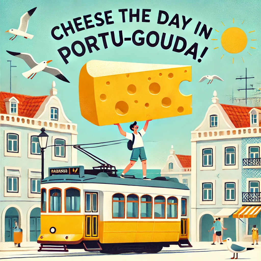 Cheese the day in Portu gouda Portugal Puns