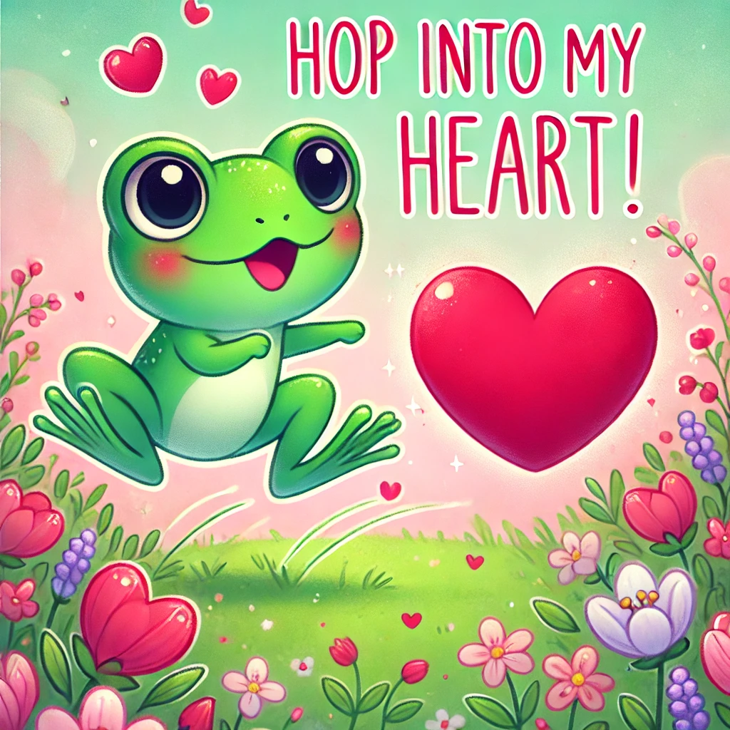 Hop into my heart Frog Valentine Puns