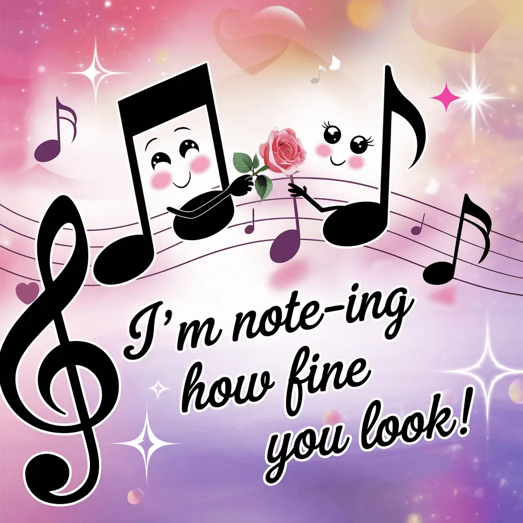 Im note ing how fine you look Music Valentines Puns
