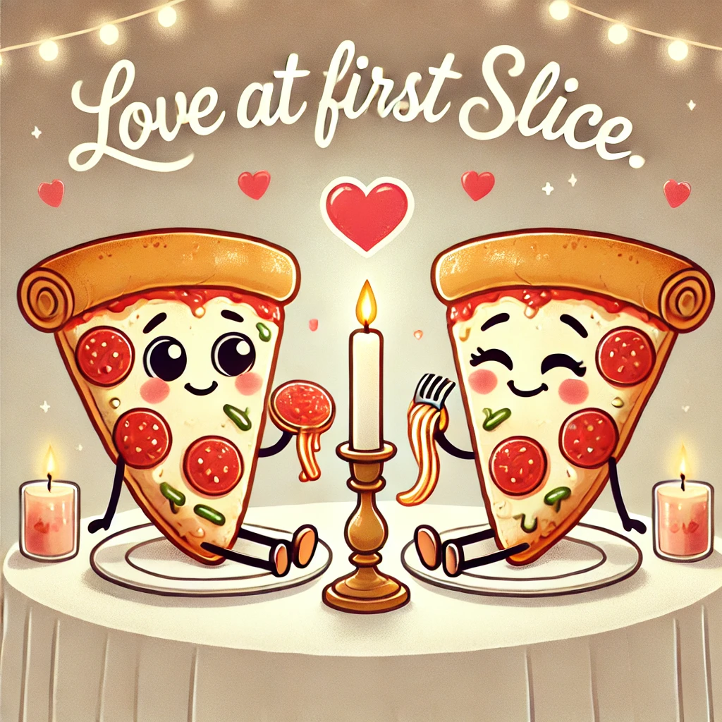 Love at first slice. Pizza Love Puns