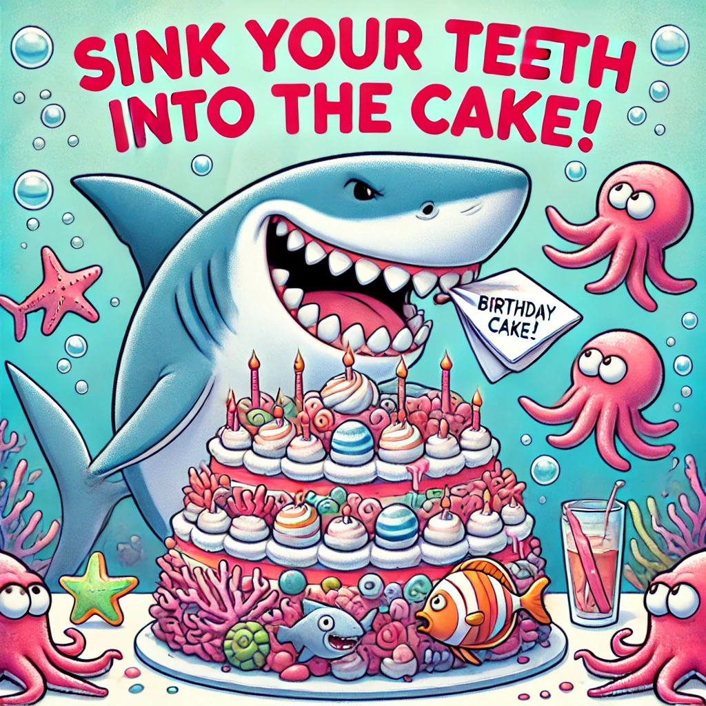 Sink Your Teeth Into the Cake Shark Birthday Puns