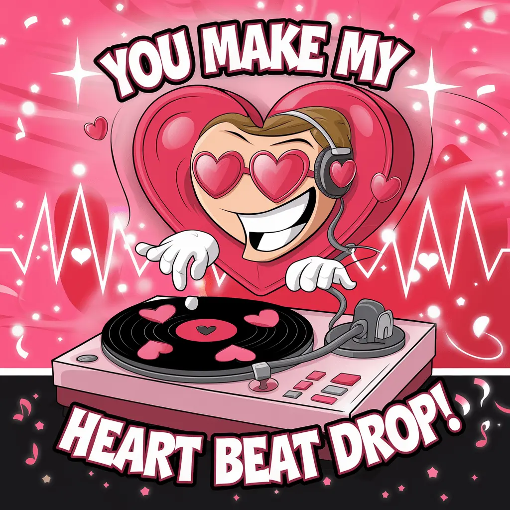 You make my heart beat drop Music Valentines Puns