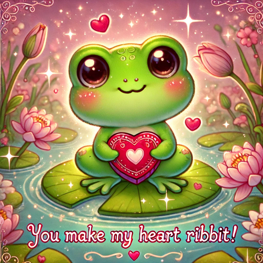 You make my heart ribbit Frog Valentine Puns