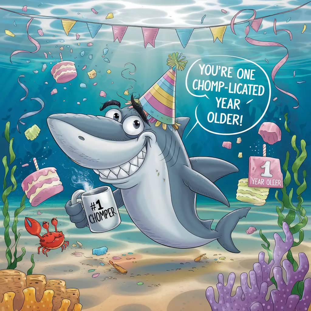 Youre One Chomp licated Year Older Shark Birthday Puns
