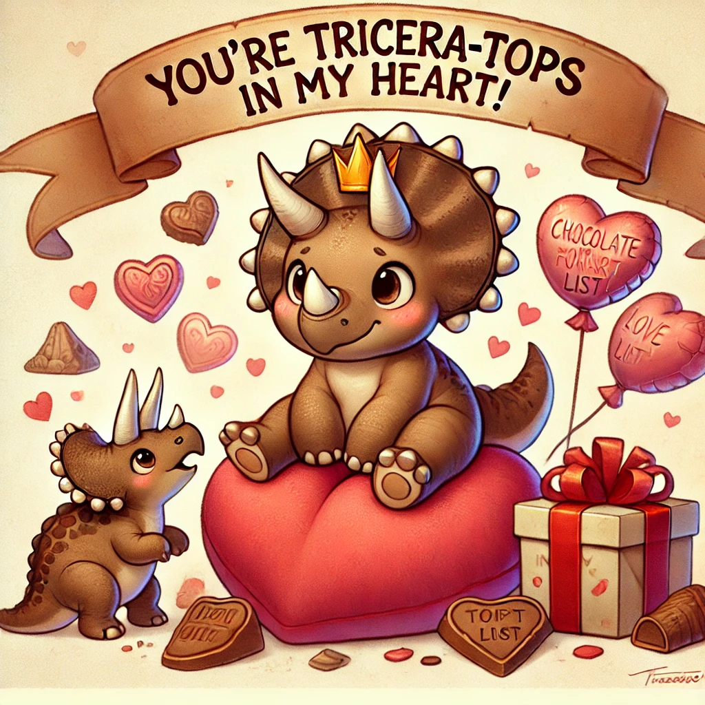Youre tricera tops in my heart Dino Love Puns