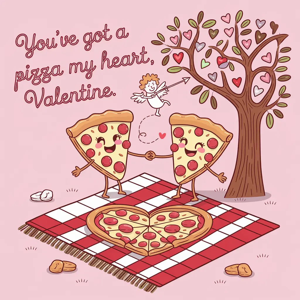 Youve got a pizza my heart Valentine. Pizza Love Puns