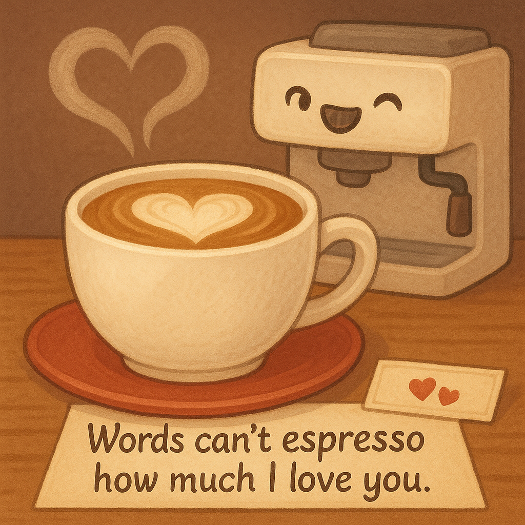 Words cant espresso how much I love you Coffee valntine Puns