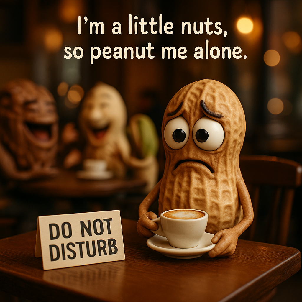 Im a little nuts so peanut me alone. Peanut Puns