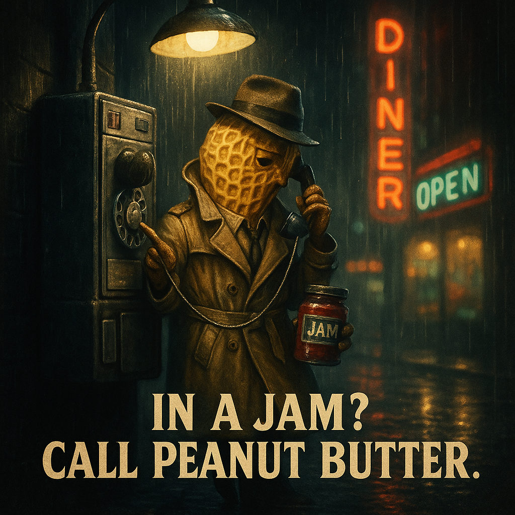 In a jam Call peanut butter. Peanut Puns