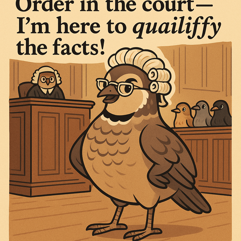 Order in the court — Im here to quailify the facts Quail Puns