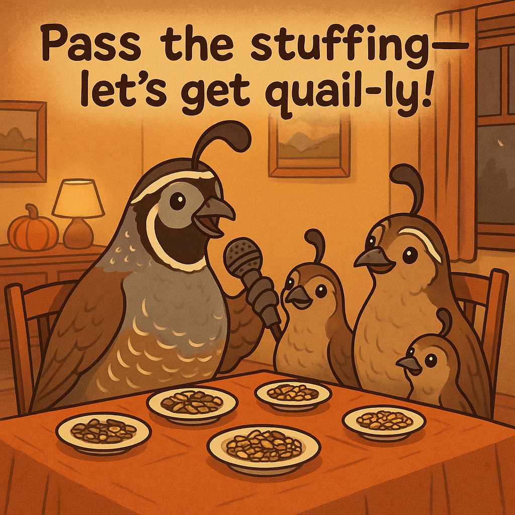 Pass the stuffing—lets get quail ly Quail Puns