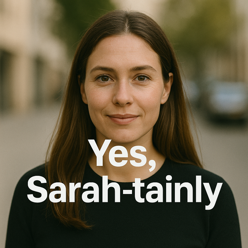 Yes Sarah tainly Sarah Puns