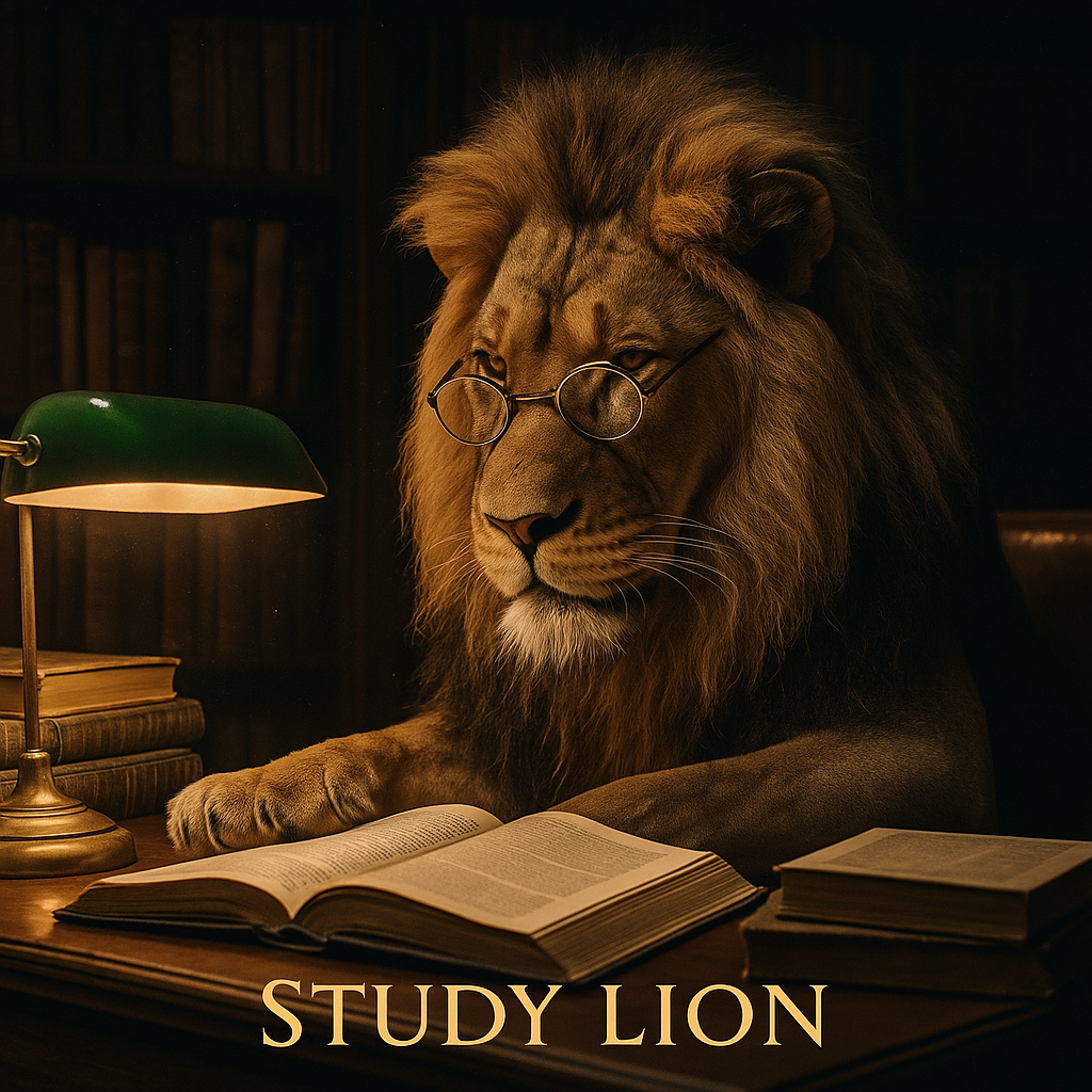 Study Lion Studying Puns
