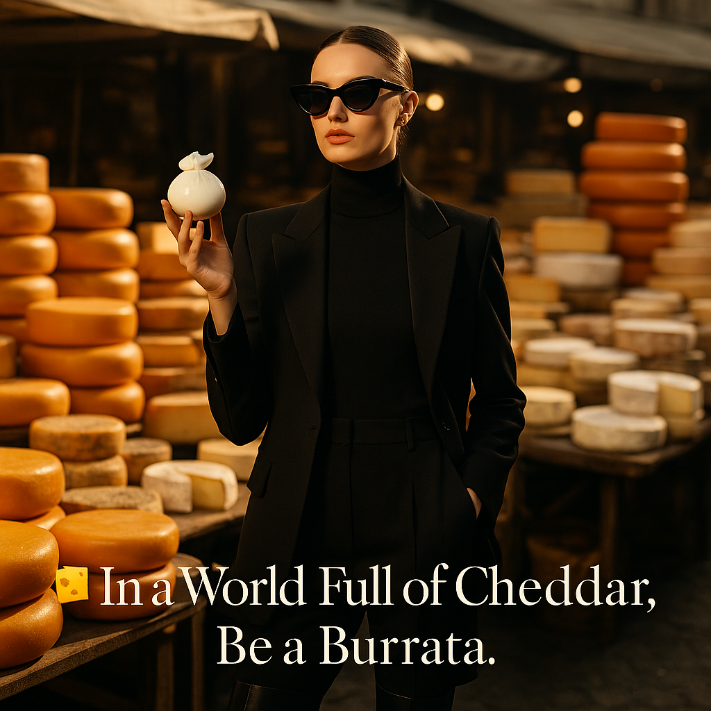 In a World Full of Cheddar Be a Burrata. Burrata Puns