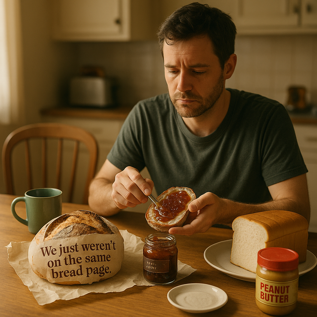 We just werent on the same bread page Divorce Puns